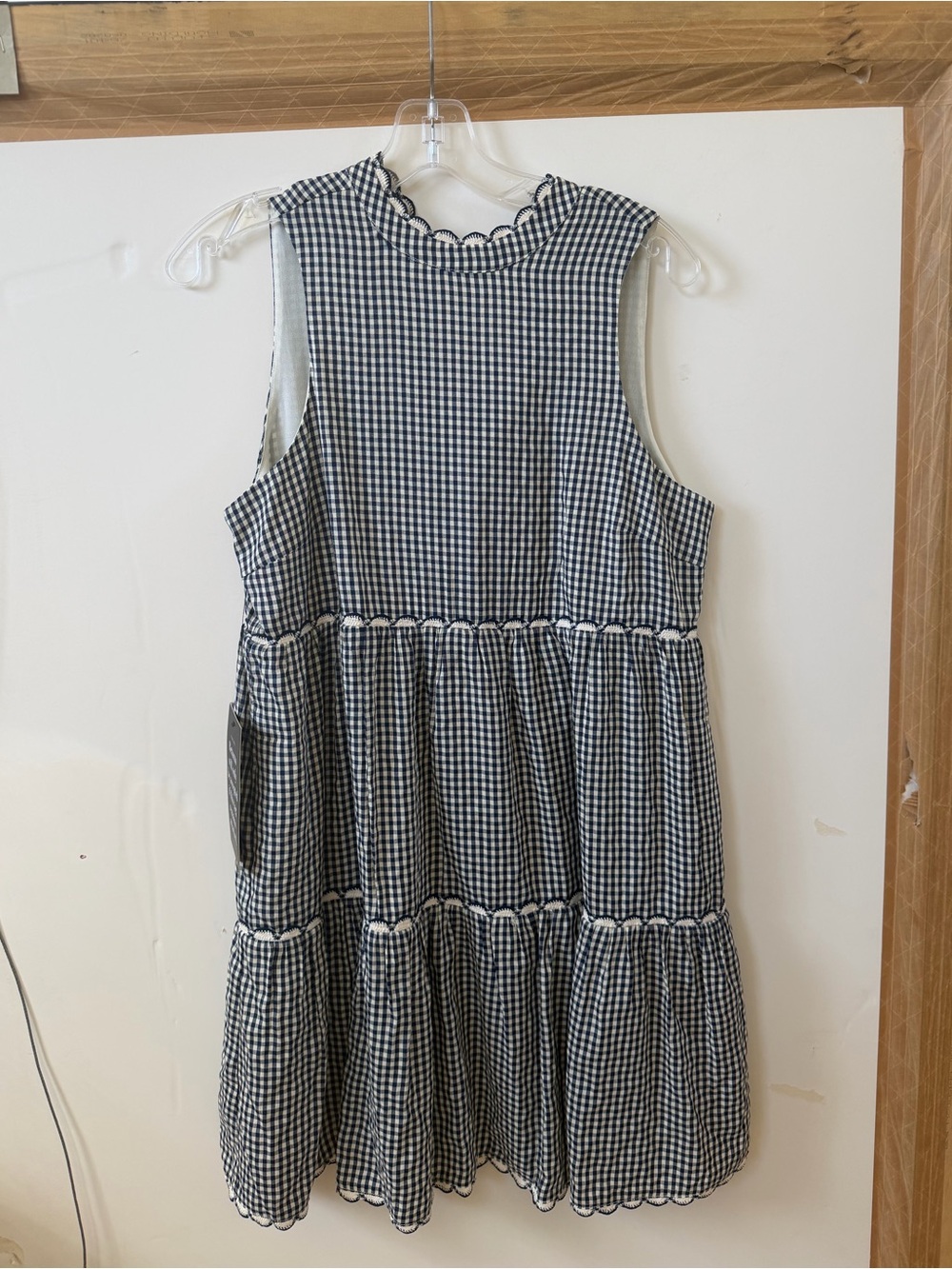 Sleeveless Black & White Gingham Tiered Dress